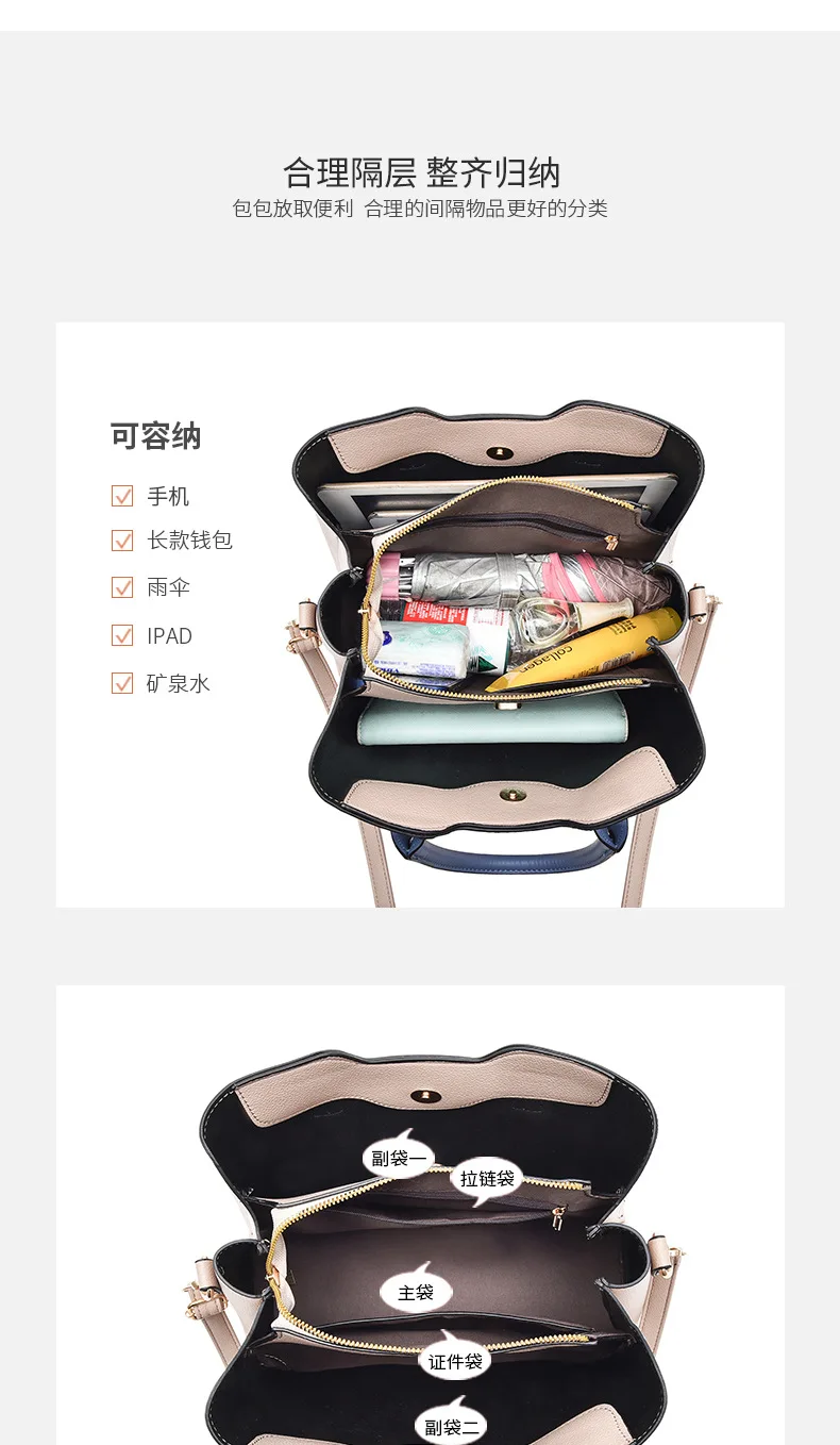 New Style Casual Women's Bags Soft Leather Ladies Handbags Multi Layer Large-capacity Single-shoulder Bag Hand Bags