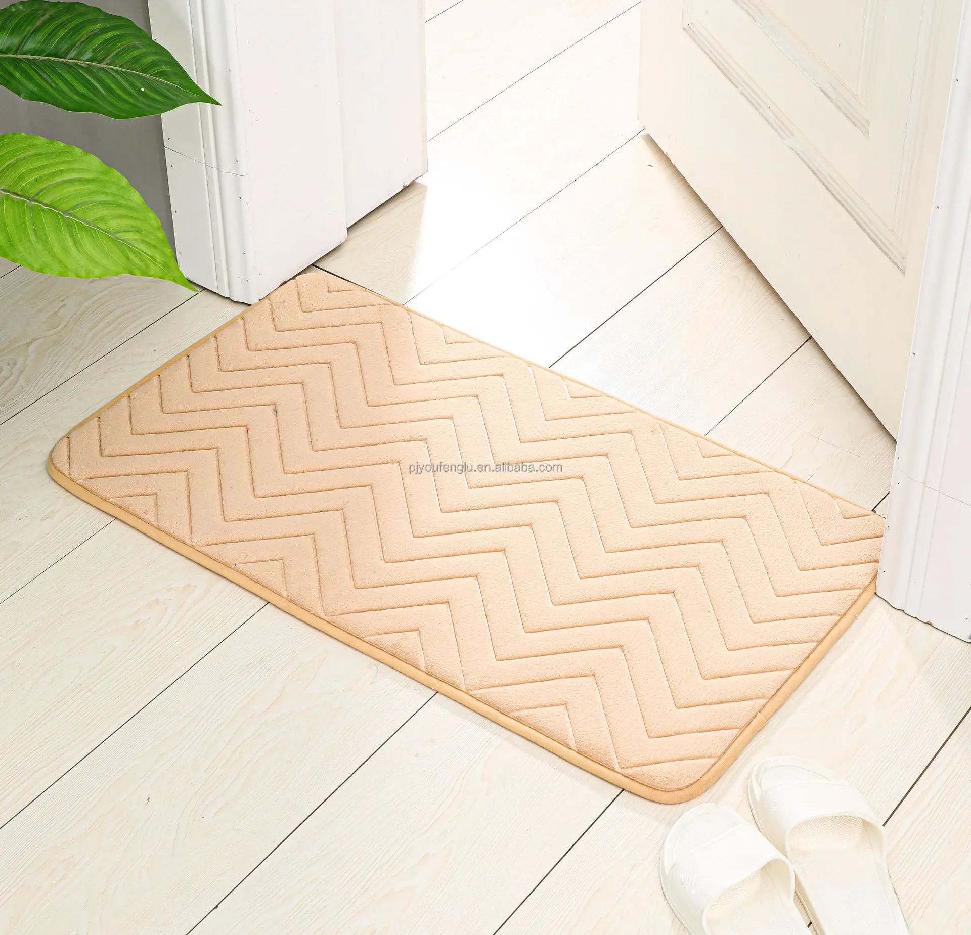 High frequency 3D Manufacturers coral velvet bath rug nonslip carpet Memory sponge bathroom waterproof SBR bottom absorbent mat details