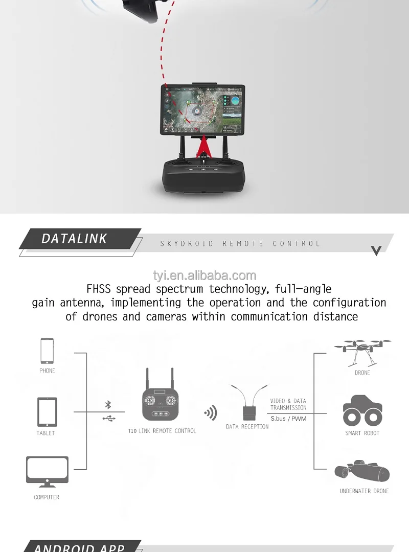  2.4GHz 10CH FHSS DH camera Transmitter Digital Intergrated Remote Control Video and Telemtry System for RC Drone manufacture