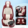 Rojo 5 Asientos + Almohadas para el Cuello + Soporte Lumbar + Funda para Volante