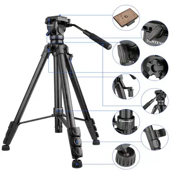 YUNTENG-VCT-999 Aluminum Tripod Professional Hydraulic Head Suitable for SLR Camera Tripod Outdoor Photography detail image