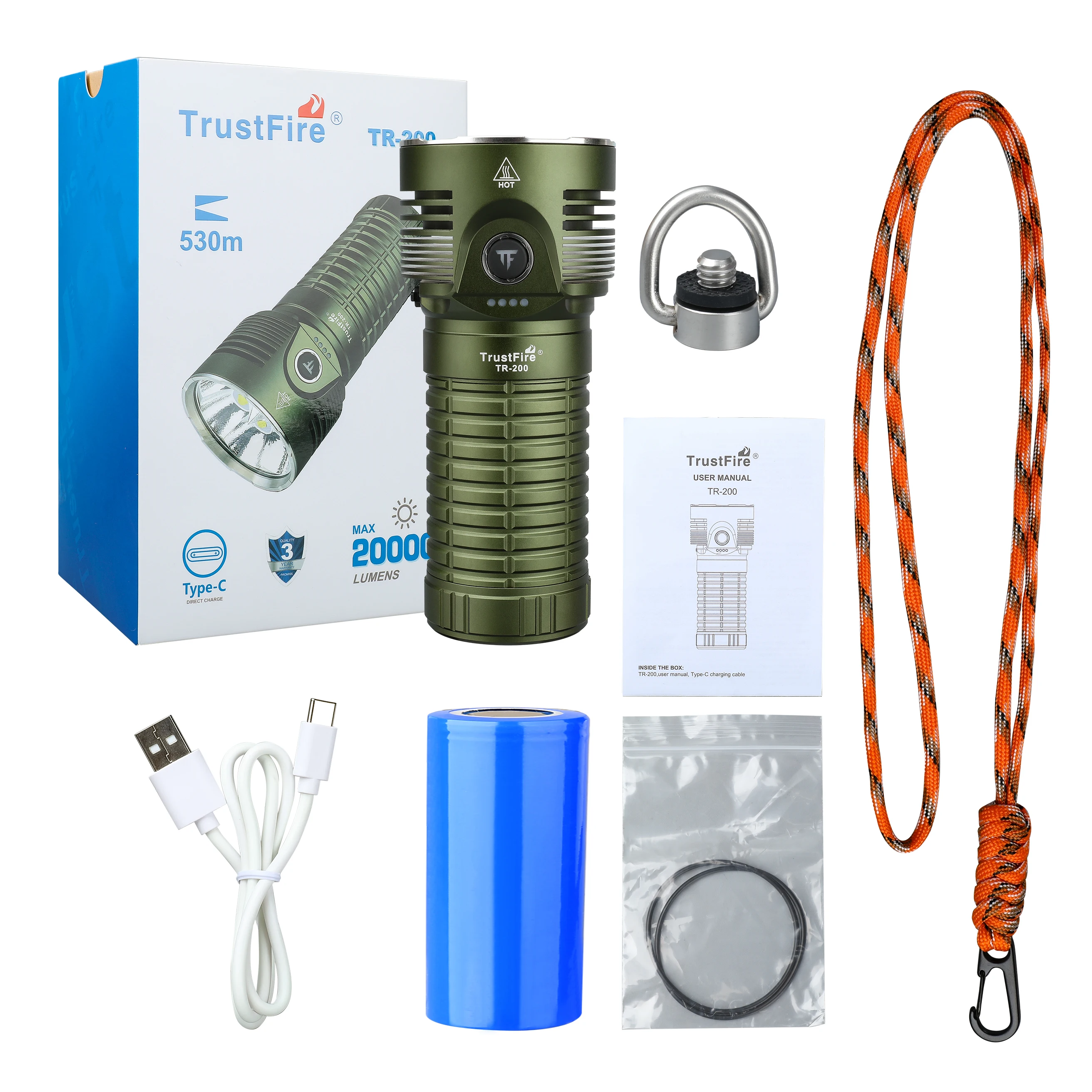Trustfire 20000 Lumens Handheld Flashlight - Tactical & Emergency Use