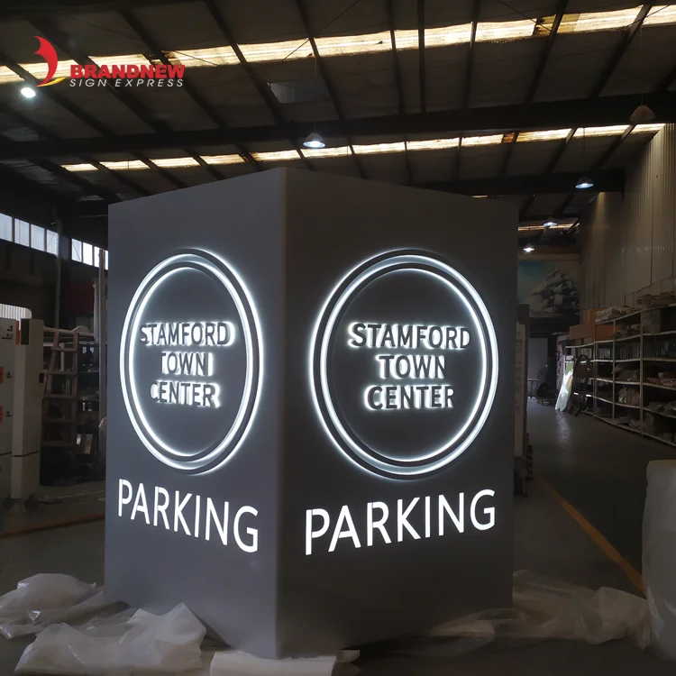 BRANDNEWSIGN Manufacturer Custom Directional Sign Freestanding Illuminated Parking Monument Signages Vehicular Parking Lot Signs