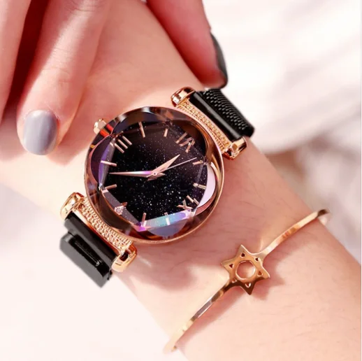 Starry Sky Milan Strap Watch Elegant Water Resistant