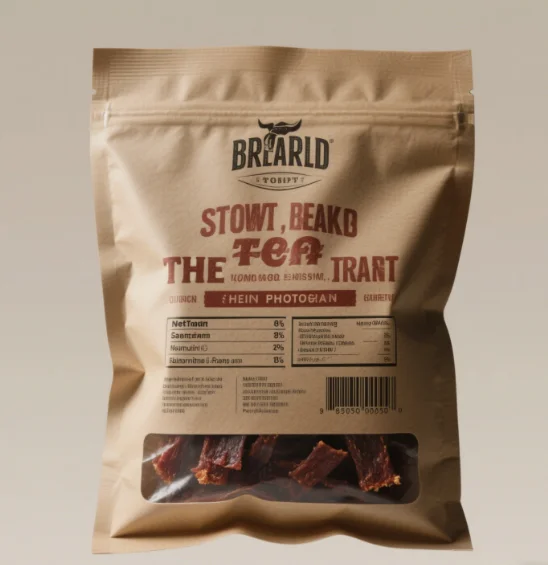 Customized Heat sealed Moisture-proof Plastic Vertical Beef Jerky Biltong Packaging Bag with Tear Notch