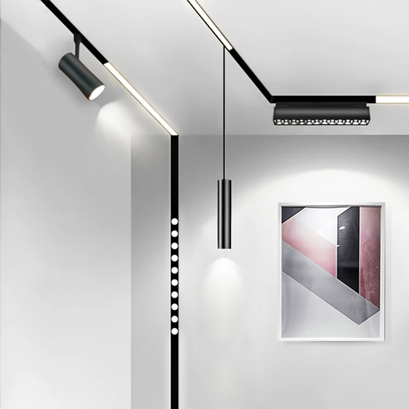 Factory Customized 20w 30w 40w COB Magnetic Led Track Light Aluminum Alloy Magnetic Track Light Rail System for Hotel Showroom
