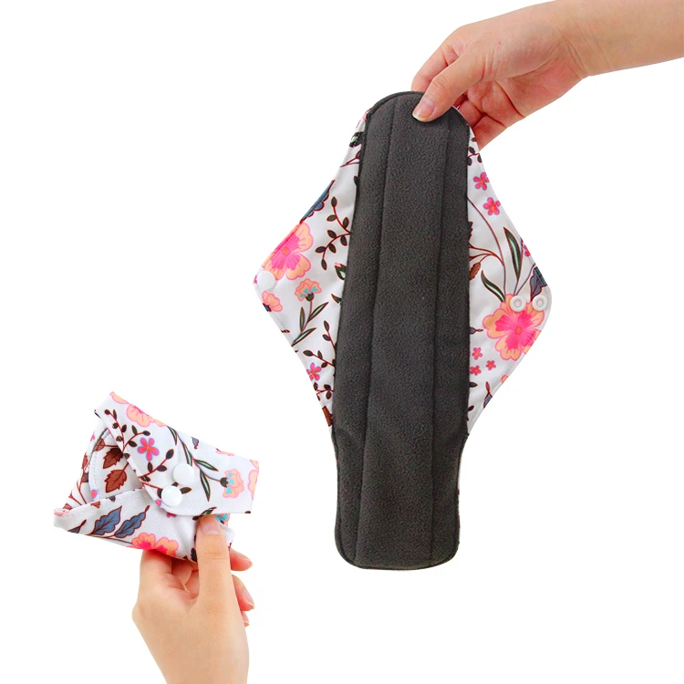 Eco Friendly Reusable Washable Sanitary Napkins Menstrual Cloth Pads Women 3 Layer Breathable Reusable Hygienic Towel Pad Winged