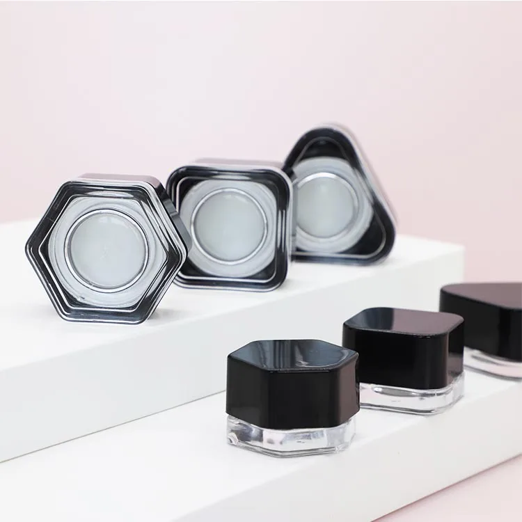 2024 Cube Square Round Hex Triangle Premium Glass Jar 3g 5g 7g 9g Clear Black White with Child Safe Lid Cap