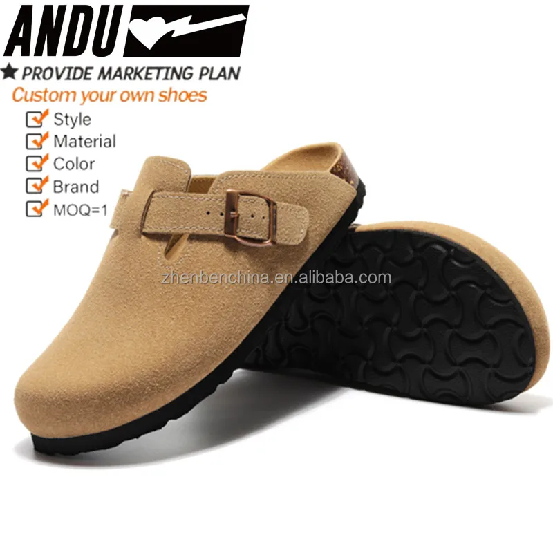 Custom Wholesale Unisex Clog Suede Cork Clogs Shoes For Women Men Anti
