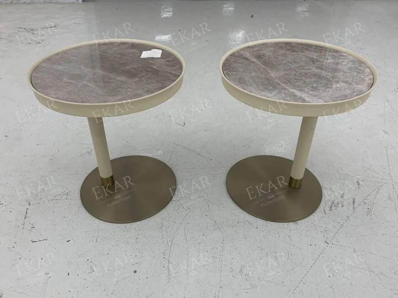 product modern round living room furniture coffee table and metal frame home end table-66