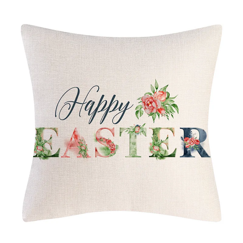 Easter Throw Pillow Covers Cartoon Happy Bunny Egg Hunt Easter Pillow