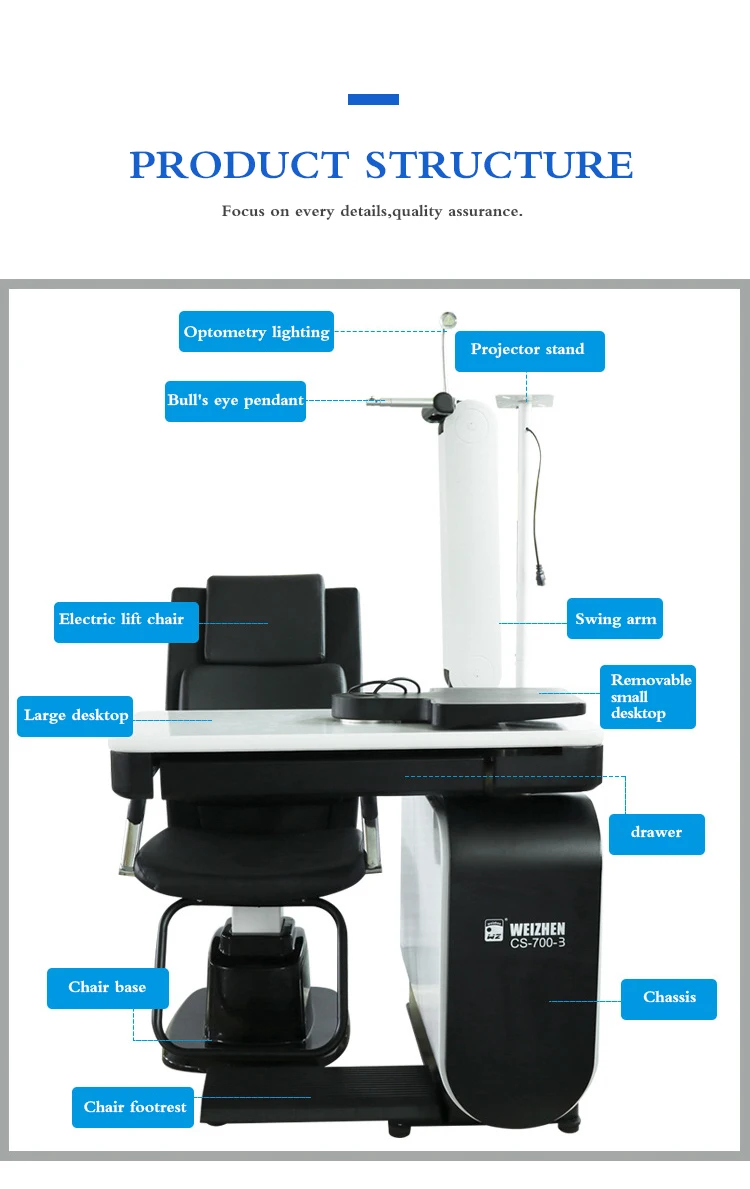 CS-700-3 Promotion High Quality Small Ophthalmic Optometry Combined Table and Chair Refraction Unit Best Price
