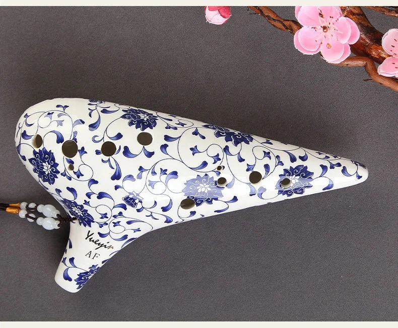 12穴オカリナ青と白のセラミックアルトCオカリナフルートの伝説中国の