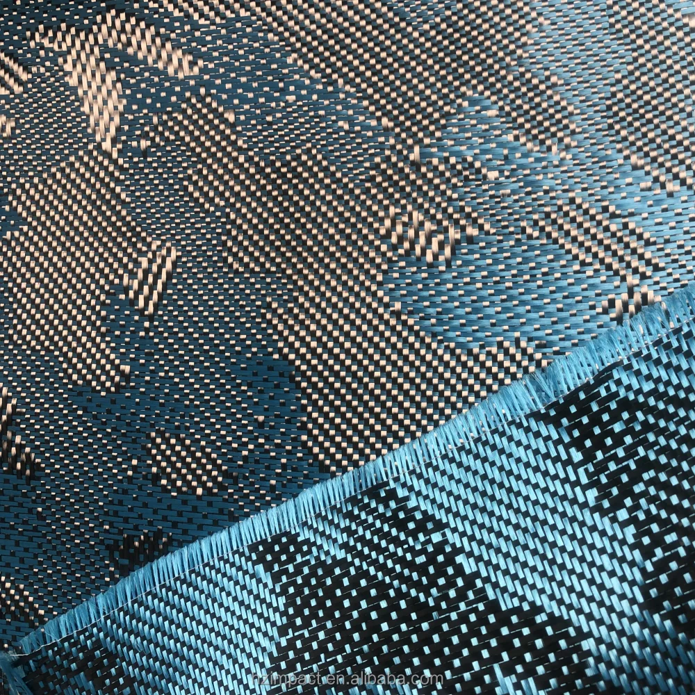 240gsm Cola Blue Jacquard Camouflage Carbon Aramid Hybrid Fabric Roll High Quality Carbon Fiber Material
