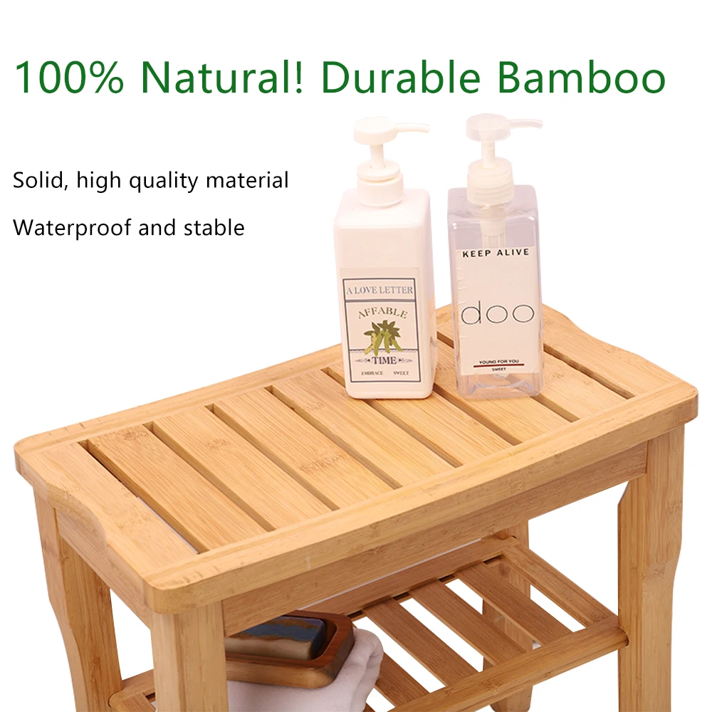Acacia/teak/bamboo Wood Corner Shower Bench Spa Stool Foot Rest Shaving