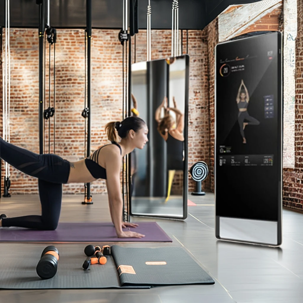 Custom 43-Inch Smart Magic Mirror LCD Digital Signage Interactive Exercise Fitness Smart Display Mirror Kiosk