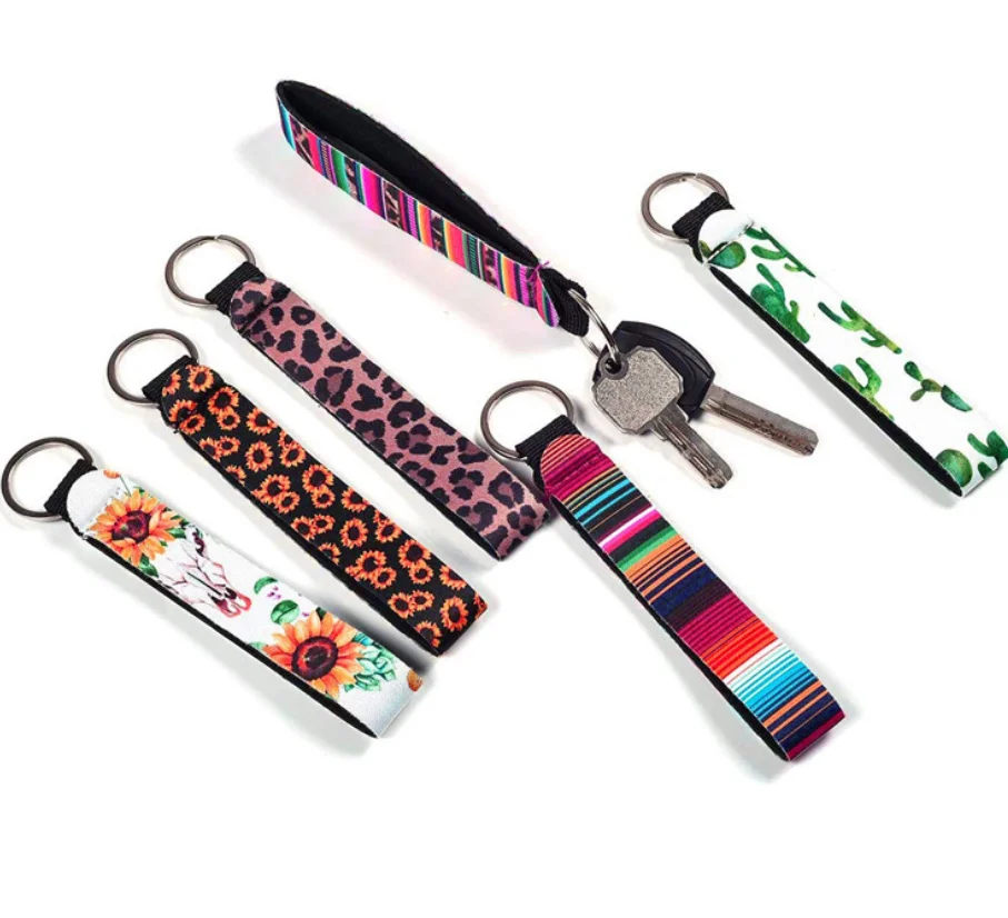 neoprene keychain sunflower keychain cactus keychain lilly pulitzer inspired wristlet serape keychain neoprene Wristlet Keychain