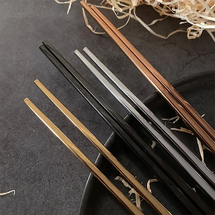 Набор японских китайских палочек для еды роскошный титановый металлический логотип в коробке подарок на свадьбу от