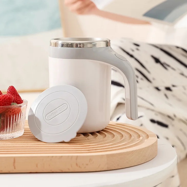Custom Logo Automatic Magnetic Self Stirring Coffee Cup Stainless Steel Mixing Mug With Handle