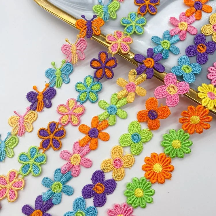 Color bar Code Lace Fruit Multicolor butterfly Embroidery Hand-made Love Polyester Off-the-shelf Lace Accessories