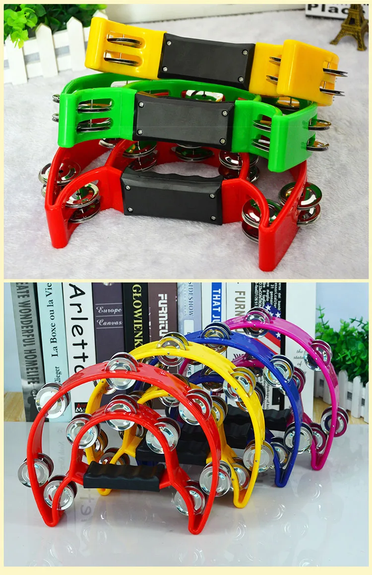 New Unisex Plastic Tambourines Educational Toy Tambourine Musical