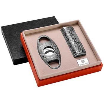 Luxury Accessories Cigar Smoking 2 Pieces Gift Set Cigar Lighters Ashtray Desktop Cigar Cutter Sets