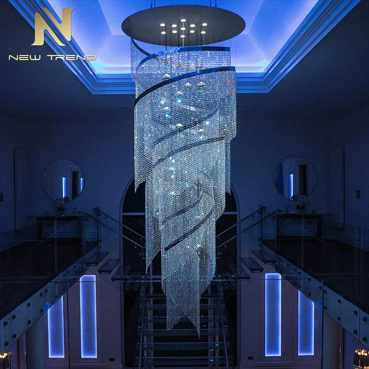CPL-113 Nuovo Prodotto Decorazione Interna Grande Progetto Atrio Albergo Villa Scala Lussuosa Lampada da Soffitto a Cristalli