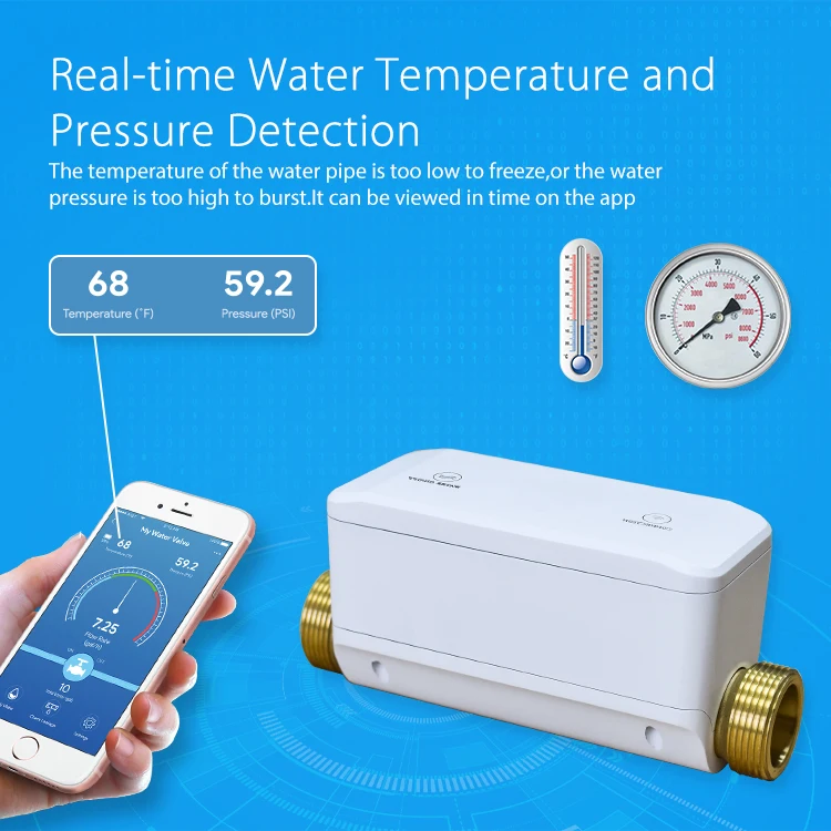 tuya wifi smart life flusso d'acqua misuratore di temperatura di pressione  di acqua acqua valvola di intercettazione automatica