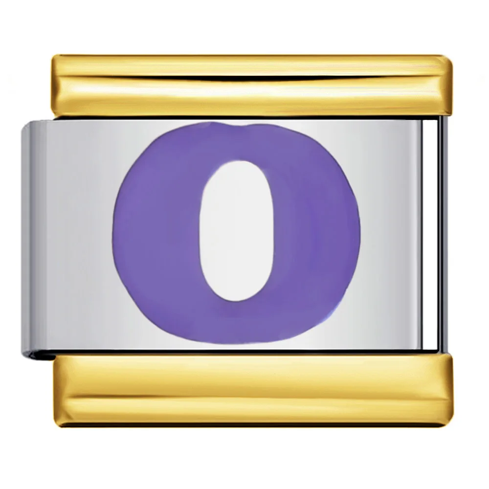 意大利魅力DIY不锈钢拼接手链金边凹面紫色英文字母吊坠腕带饰品| Alibaba.com