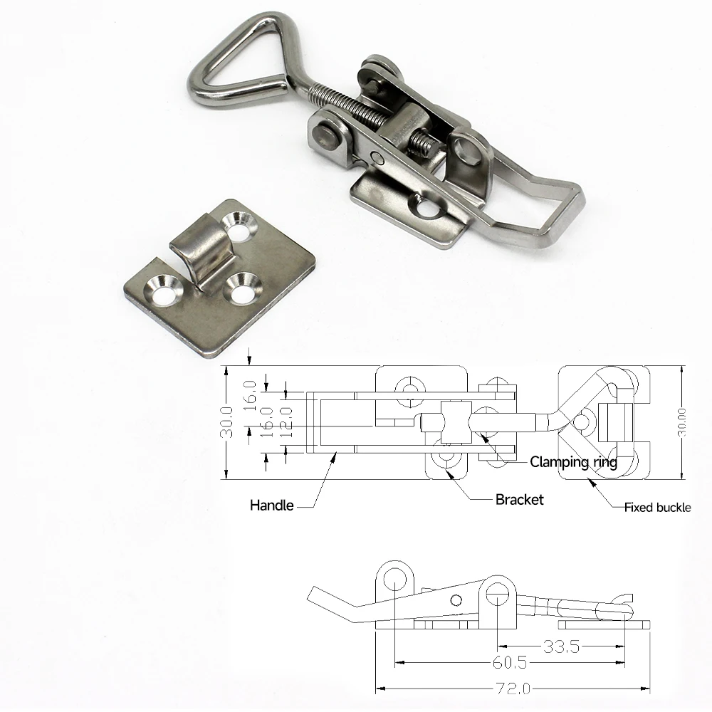 Custom SS304 Flexible Spring Loaded Draw Toggle Latch Industrial Buckle Lock Catch Clamp Hasp OEM/ODM