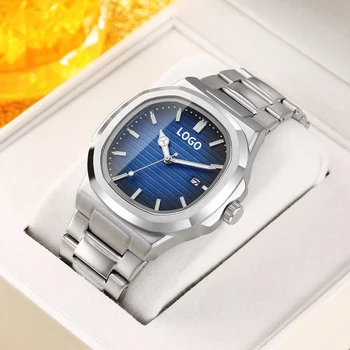 2024 TIMELYI Luxury Men's Quartz Watch Fashion Business Style with Luminous Waterproof Steel Band Pointer Dial for Foreign Trade