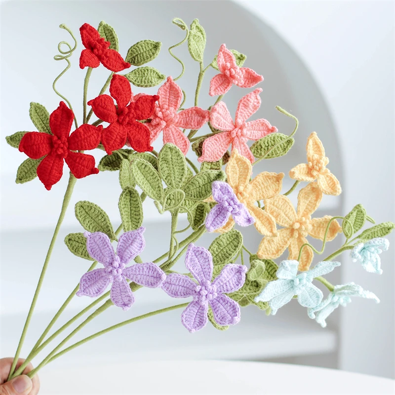 Wholesale Crochet Flower Handmade Crochet Clematis Florida Bouquet