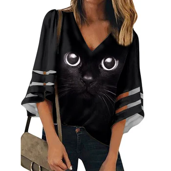 Cat Leopard Elephant Dog Pattern 3D Women Casual Blouse Tops Printed Funny Shirt Cloth for Teens Lady camisas mujer