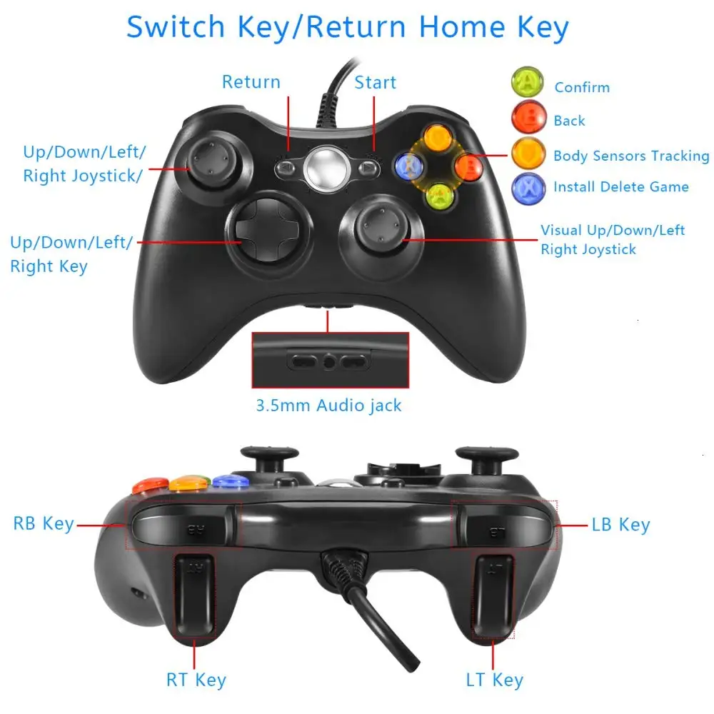 USB проводной ПК Джойстик для Xbox 360 контроллер геймпад Windows 7 / 8