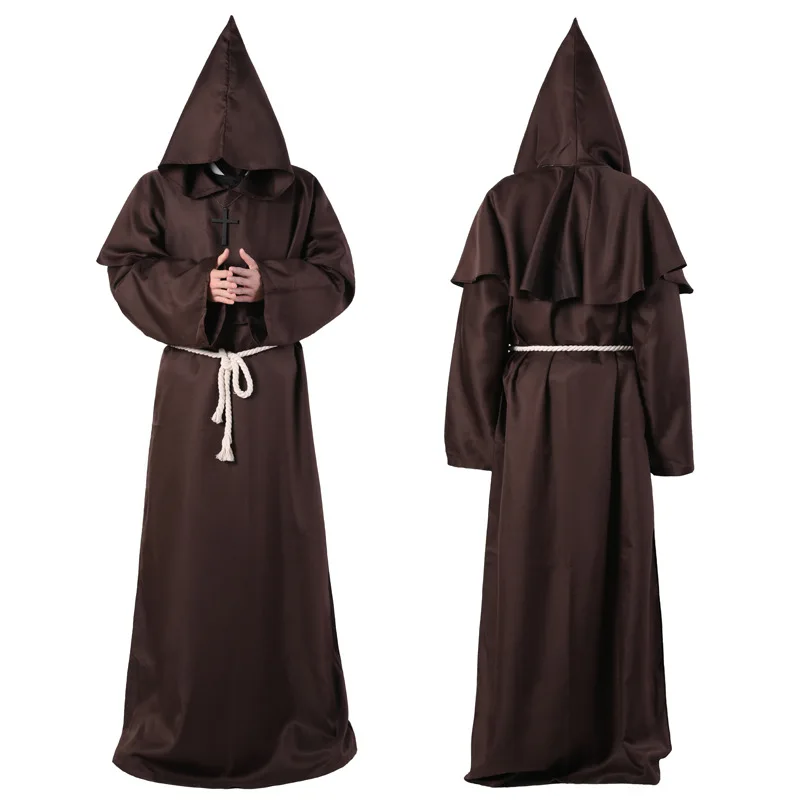 Medieval Hooded Monk Renaissance Priest Robe Costume Cosplay - Buy Monk ...