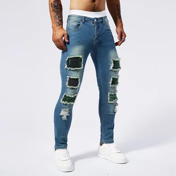 New European and American Jeans, Mid-waist Ripped Temperament Jeans, Hip-lifting Trousers