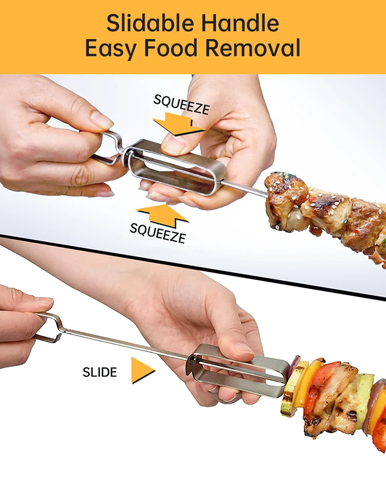 4 Piece Bbq Skewers Stainless Steel Ideal Outdoor Bbq Grill Camping