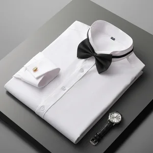 High Quality  Fashion Work Dress Solid Color Business Clothes Men's Long Sleeve Dress Shirts for Men