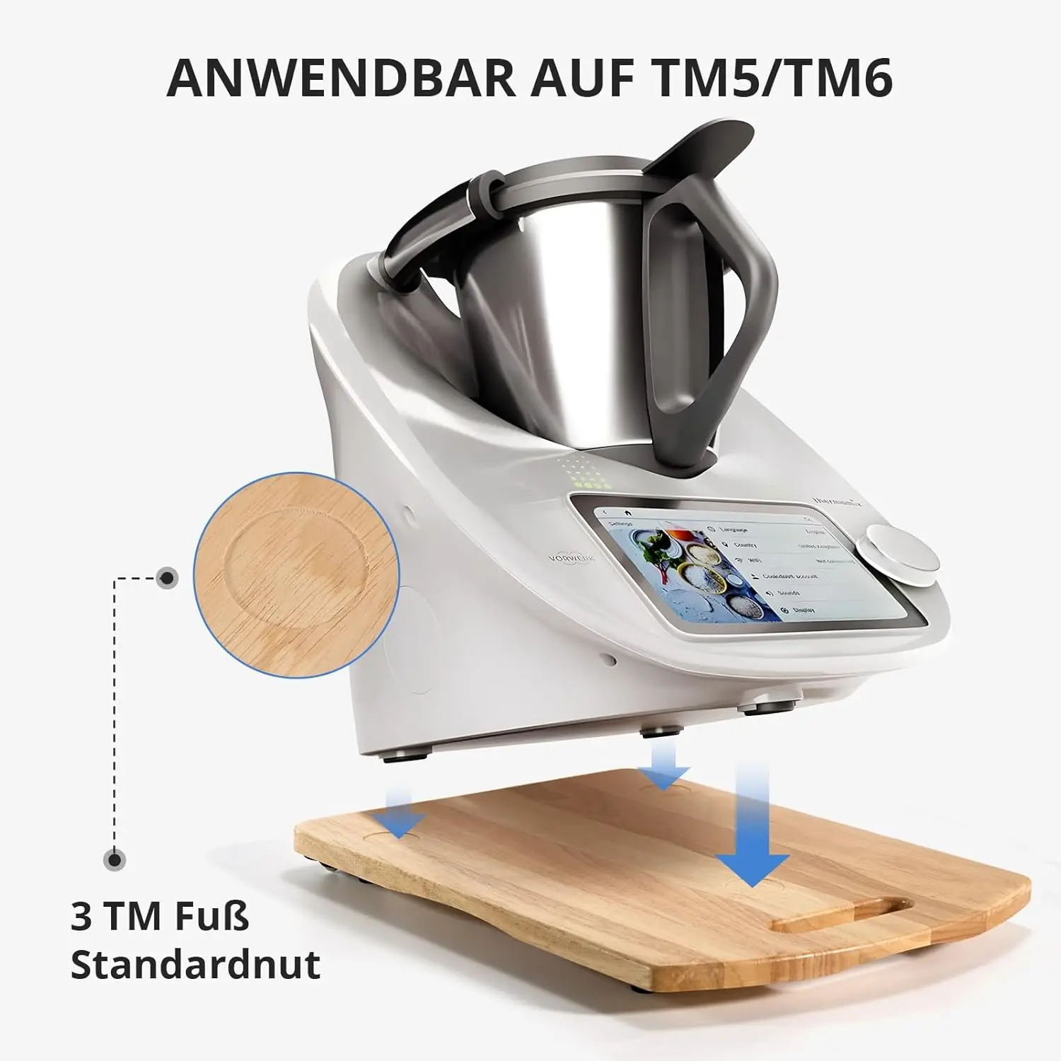 Factory Custom Quick Move TM5 Removable Wooden Rolling Board Thermomix TM6 Coaster Rubber Wood Thermomix Sliding Board
