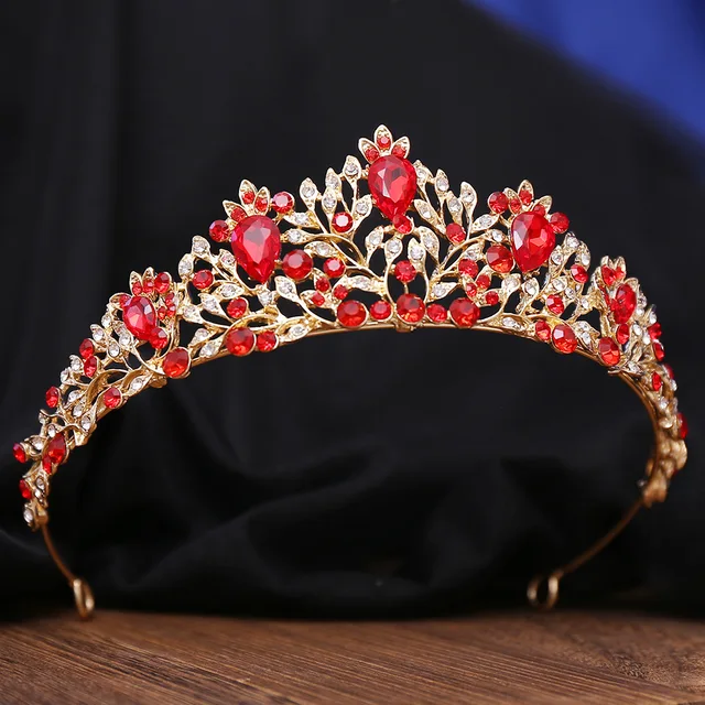 The Bride's Colorful Rhinestone Crown High-end Alloy Forest-themed Golden Crystal Crown Wedding Dress Wear and Accessories