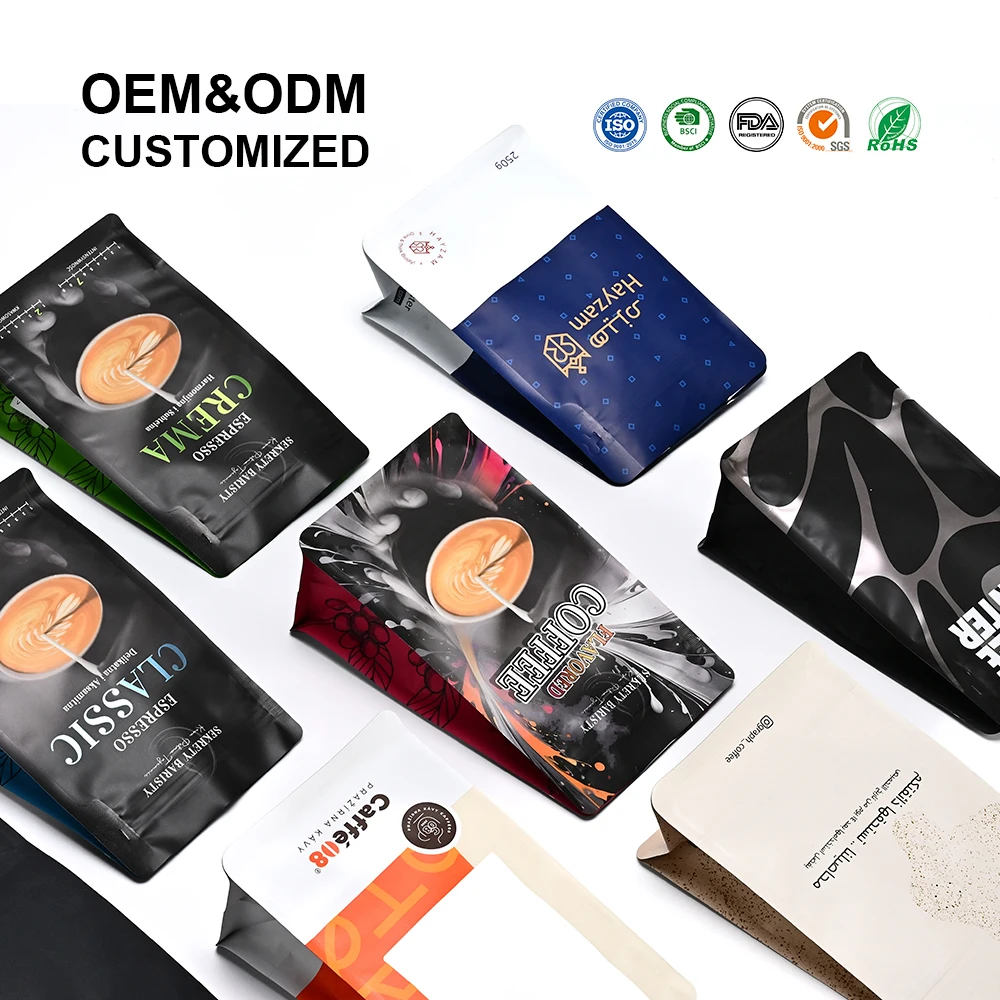 High Quality Taste-Preserving Plastic Coffee Pouches Stylish Print Surface for Boutique Hotel Amenity Kits & Coffee Gift Bundles