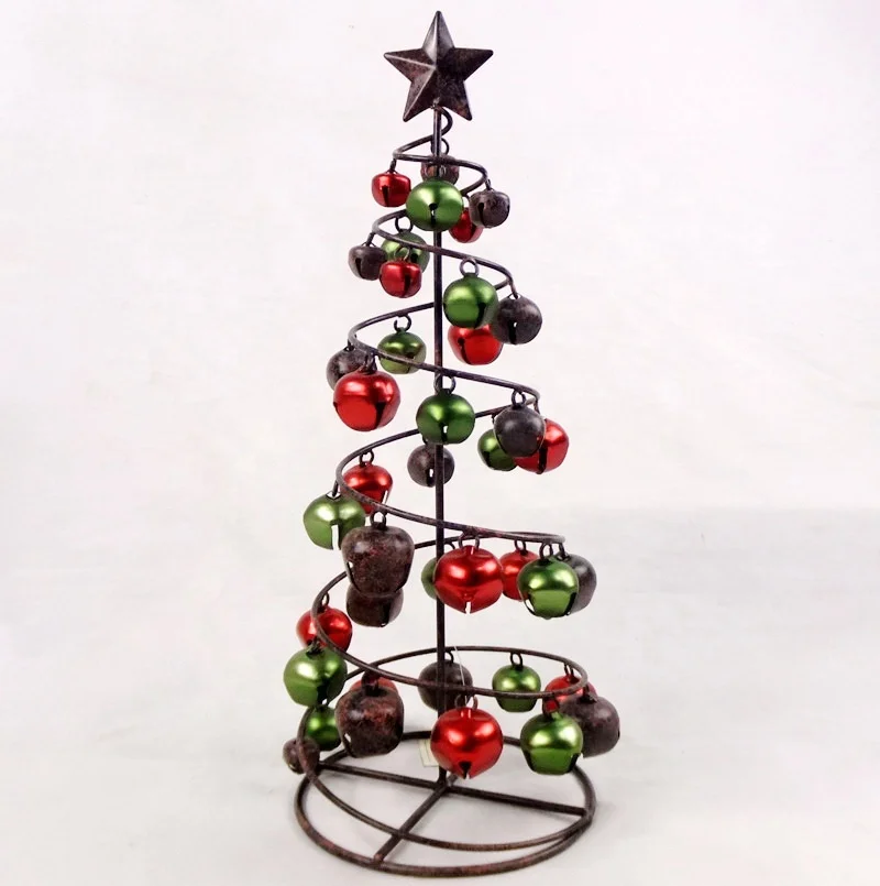 Metal Wrought Iron Wire Christmas Tree With Jingle Bell Vintage