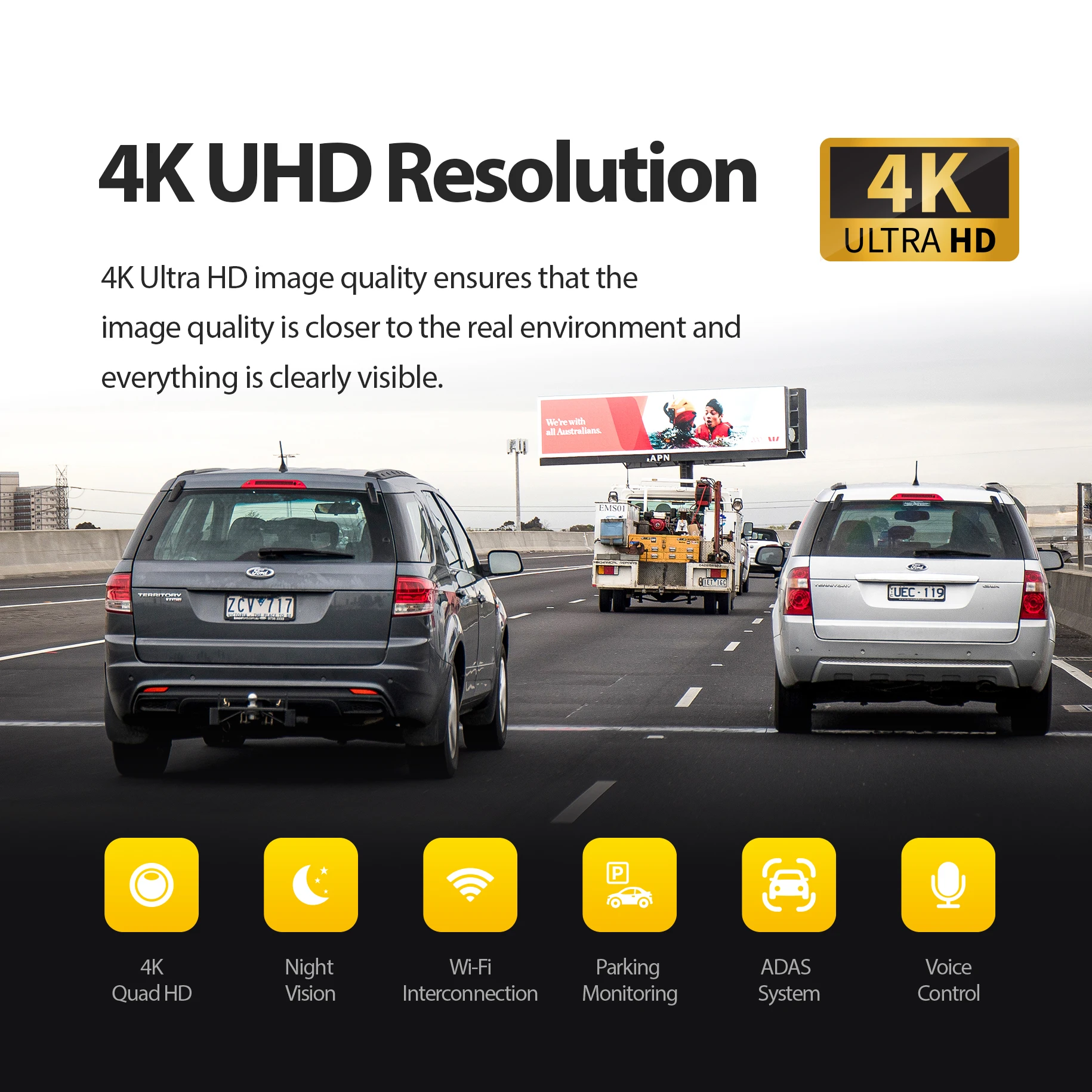 4K Dual Lens ADAS Car DVR Reverse Rear View Mirror A5 Model 135 Degree Dash Cam Recorder Black Android Screen Ford Toyota Cars