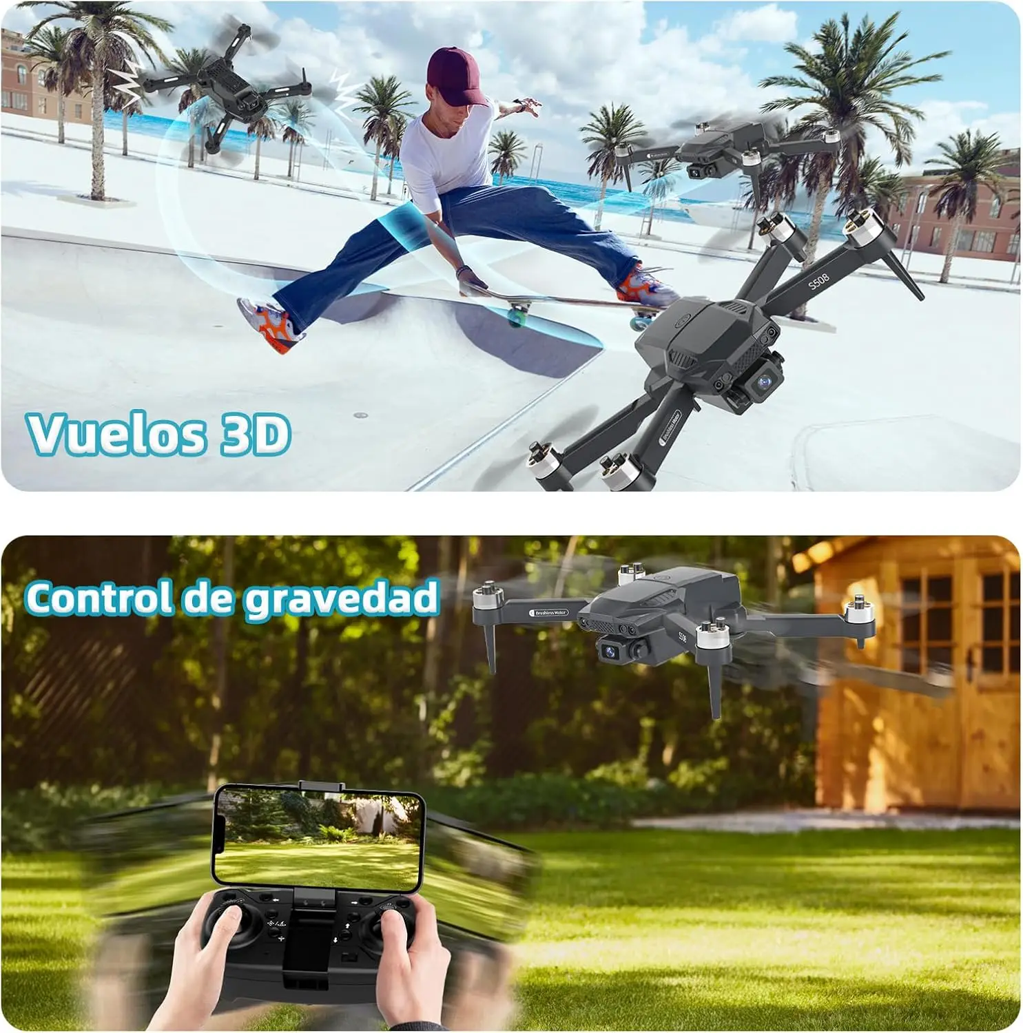 Dwi Dowellin 90°Adjustable Camera Mini Drone FPV RC Quadcopter Remote Control Helicopter Beginners 720P Resolution Batteries