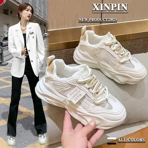 Women's Lightweight Breathable Quick-Drying Chunky Sneakers Casual Walking Shoes Spring Autumn Winter Lace-Up Rubber Midsole