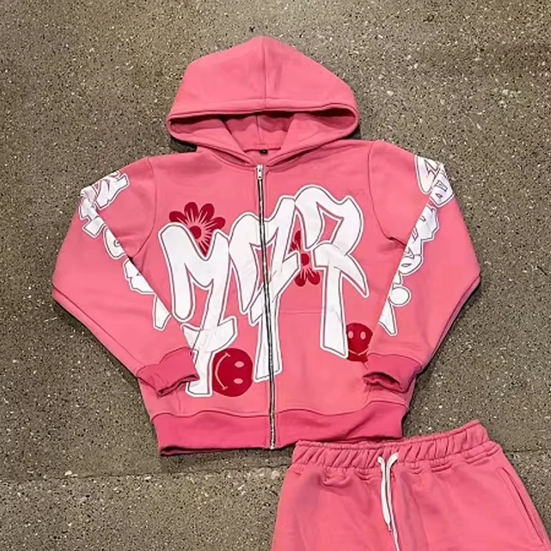 Fashion Custom Manufacturer Heavyweight Thick Distressed Vintage Embroidery Patch Men Acid Wash Zip up Hoodie Unisex gallery 2