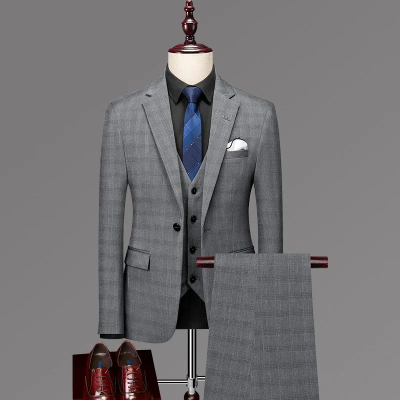 96031 High Quality Spring Design Men Suits 3 Pieces Wedding Suit Slim Fit Blazer Pant Vest Suits Sets