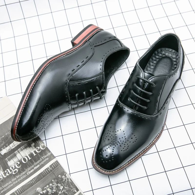 2023 Men's Business Dress Shoes Genuine Leather Pointed Shoes Oxford ...