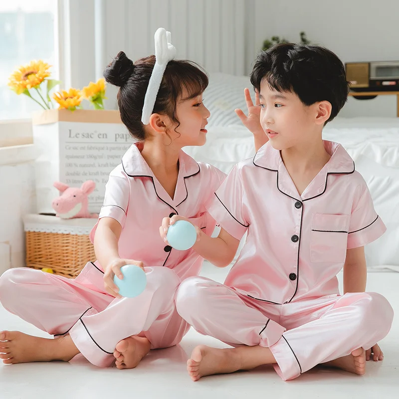 boy s sleepwear solid color satin silk Alibaba