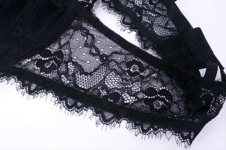 Plus-size Sexy Black Lace Underwear Suit Thin Soft Underwire Bra Bra ...